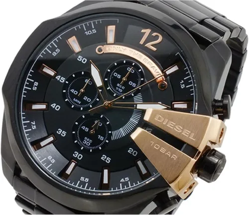 Vista 2 de Diesel Mega Chief cronógrafo reloj de acero inoxidable - negro