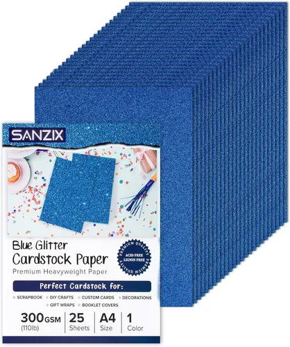 Vista 11 de SANZIX 25 hojas de papel de cartulina negra con purpurina - 8.2"x11.7", 110lb 300 GSM, cartulina negra brillante pesada con purpurina para álbumes