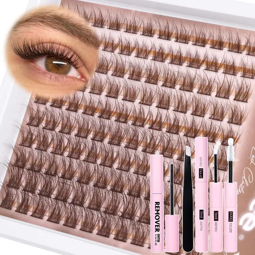 Vista 28 de Extensiones de pestañas en racimo naturales DIY, extensiones de pestañas en racimo con curva C, extensiones de pestañas en racimo para ojo de gato