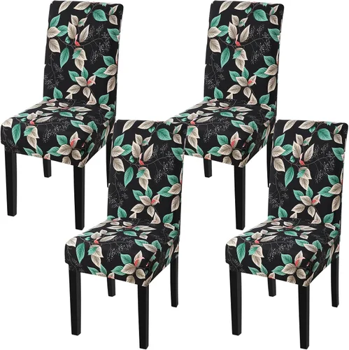 Vista 28 de Fuloon Paquete de 4 Fundas Protectoras para Asientos de Sillas de Comedor Super Ajustadas Elásticas Extraíbles Lavables Cortas para Hotel, Comedor