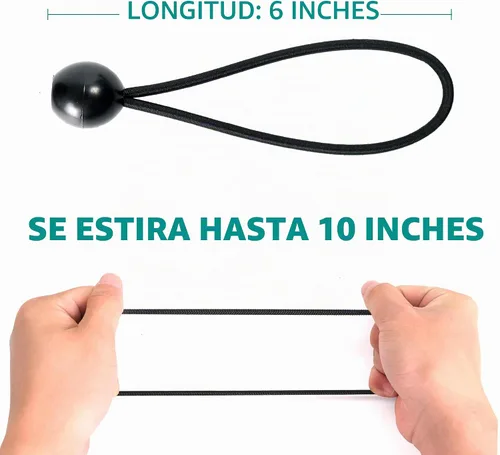 Vista 3 de TARPAL Ball Bungee Cords - Lona resistente de 6 pulgadas, color negro