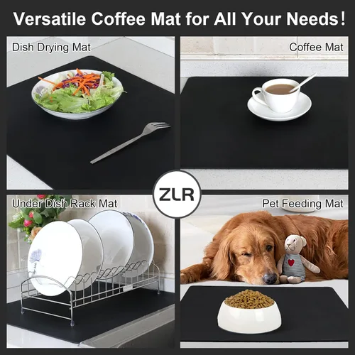Vista 6 de ZLR Tapete de barra de café para encimeras (12 x 16 pulgadas, pequeña), tapete para secar platos absorbente que oculta las manchas para máquinas