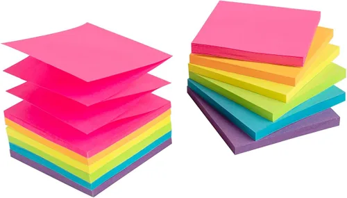Vista 9 de Paquete de 12 notas adhesivas emergentes de 3 x 3 pulgadas, bloc de notas superadhesivas de colores brillantes, 6 colores, adhesivo fuerte