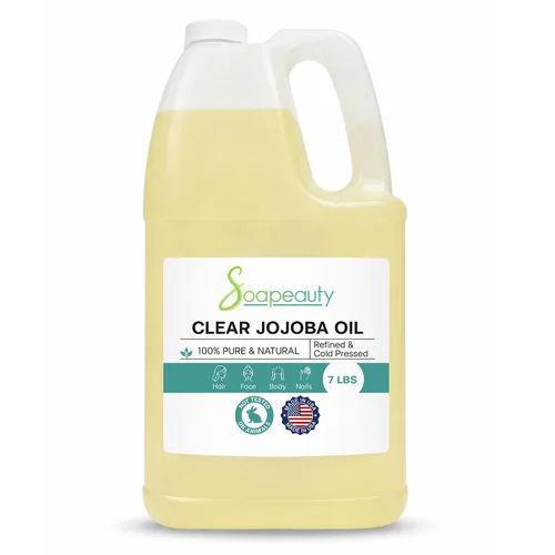 Vista 3 de Soapeauty Aceite de jojoba transparente 100% puro y natural refinado, prensado en frío, sin hexano Aceite hidratante para piel, cara, cabello