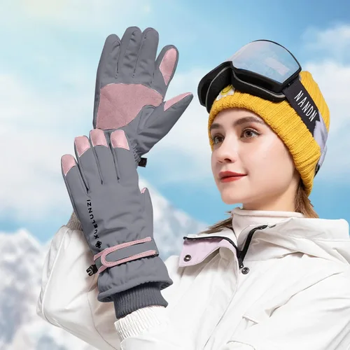 Vista 2 de Aniywn Guantes de esquí impermeables para snowboard, guantes de nieve de invierno para hombres y mujeres, guantes de clima frío para exteriores