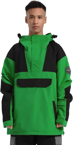 Vista 46 de GSOU SNOW Chaqueta de esquí para hombre, abrigo de nieve para snowboard, cálido, invierno, impermeable, con capucha