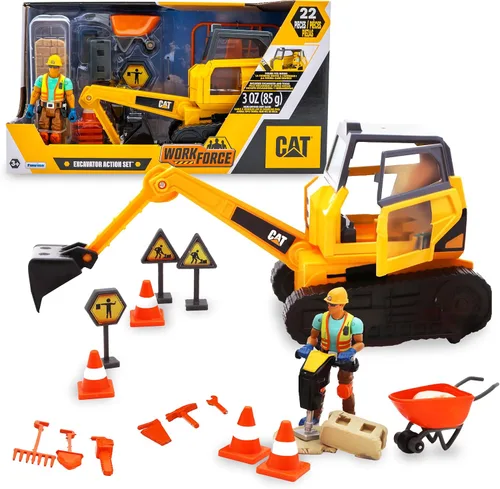 Vista 8 de Cat Workforce Bulldozer - Juego de acción de 23 piezas de construcción con figura articulada de 4 pulgadas, compuesto y moldes que no se secan