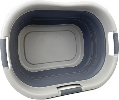Vista 2 de SAMMART Cesta plegable de plástico para la ropa sucia de 40 L (10.5 galones), contenedor de almacenamiento plegable, organizador y tina de lavado