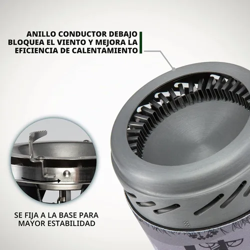 Vista 4 de HikeCrew - Estufa portátil a gas y sistema de cocina, placa de cocina compacta para acampar con olla de 1 litro, tapa de silicona, mango plegable