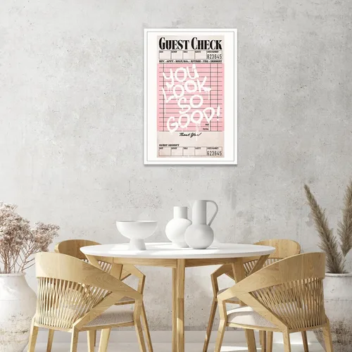 Vista 2 de KFDJIG Lienzo retro de moda para pared, arte de pared, color rosa y naranja y negro, pósteres inspiradores de galería, You Look So Good, impresiones