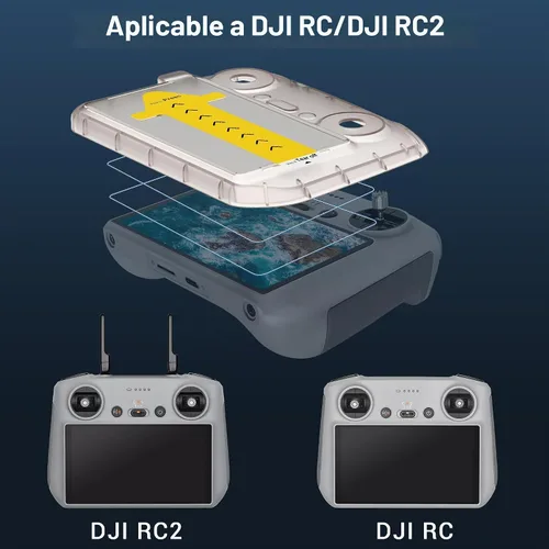Vista 4 de CYNOVA Protector de Pantalla DJI RC2 con Kit de Alineación Automática, Protector de Pantalla de Vidrio Templado HD para Controlador DJI RC, Película