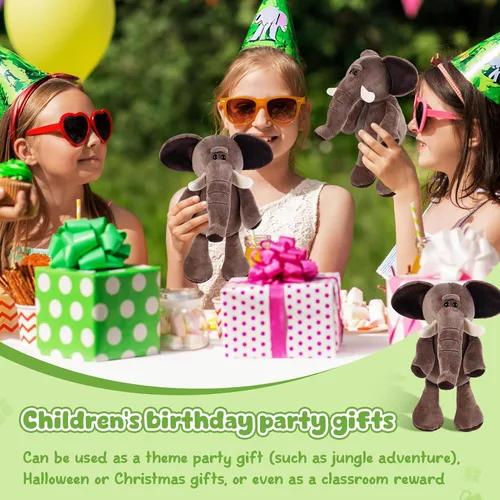 Vista 5 de 6 piezas de animales de peluche de safari a granel león, elefante, mono, tigre, animales del zoológico, junble para regalo de niños y niñas, fiestas