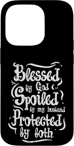 Vista 17 de iPhone 16 Blessed by God Spoiled by My Husband Funny Wife Mom Case