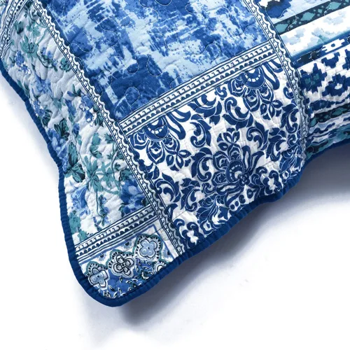 Vista 6 de NEWLAKE Fundas de almohada decorativas de algodón de estilo bohemio clásico azul (2 piezas, 18 x 18 pulgadas)