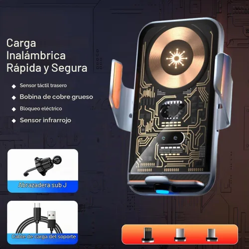 Vista 8 de Cargador inalámbrico transparente con sensor inteligente de 15 W, soporte para teléfono de ventilación de aire del automóvil, carga rápida QC