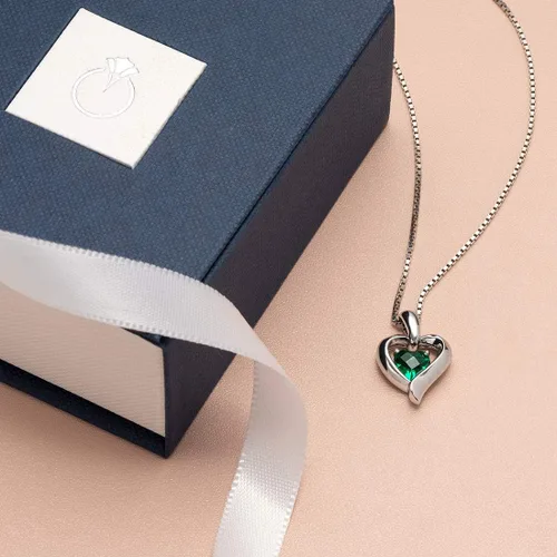 Vista 6 de Peora Sterling Silver Heart in Heart Solitaire Pendant Necklace for Women in Various Gemstones, Heart Shape 6mm, with 18 inch Italian Chain