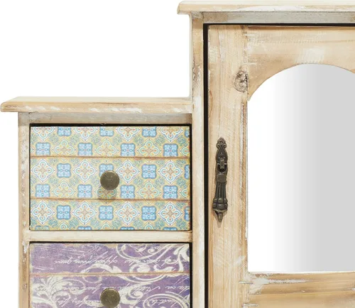 Vista 8 de Deco 79 Joyero rectangular de madera, 18 x 6 x 16 pulgadas, marrón claro