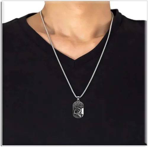 Vista 6 de Xusamss Punk Rock - Collar de cristal con colgante de placa de identificación de acero de titanio con doce constelaciones, cadena de caja de 24