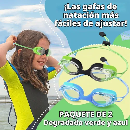 Vista 2 de Vvinca Kids Swim Goggles with Bungee Strap，Quick Adjust Kids Goggles 3-14