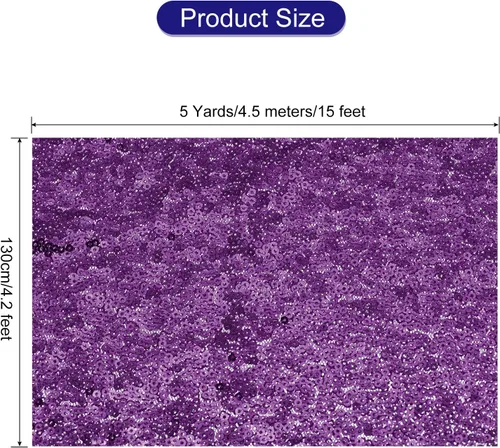 Vista 2 de MECCANIXITY Tela de lentejuelas color morado oscuro, 5 yardas de longitud y 4.2 pies de ancho, tela de malla de lentejuelas brillantes