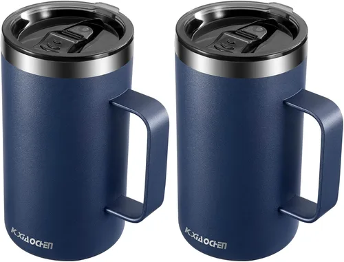 Vista 9 de KXIAOCHEN - Taza de café aislada de 20 onzas con tapa, taza de café de acero inoxidable, vaso de café de doble pared con aislamiento al vacío