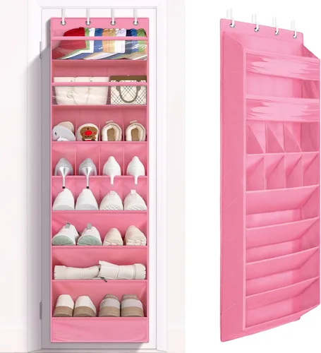 Vista 14 de FENTEC Paquete de 1 Organizador de Zapatos Sobre la Puerta, 68" Bolsillos Profundos Extra Grandes Colgantes Organizadores de Zapatos, Zapatero de 8
