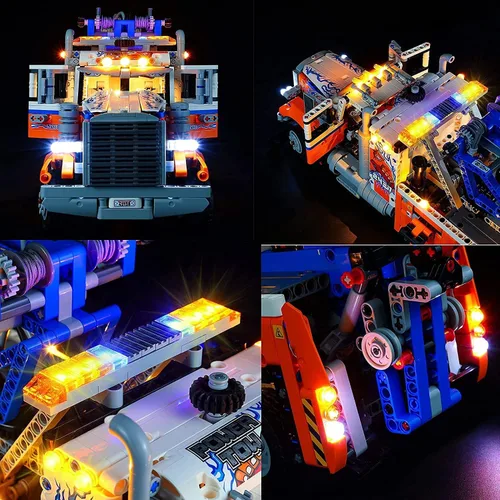 Vista 5 de Kit de luz LED RC con sonido compatible con Lego 42128, kit de iluminación de construcción para (camión de remolque de alta resistencia)
