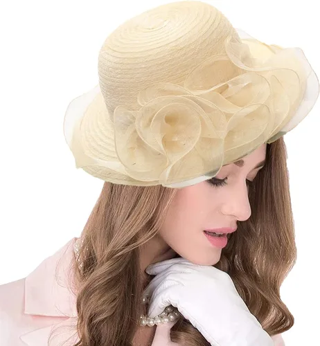 Vista 13 de seven wolves Sombrero de sombrero de iglesia Derby para mujer, sombrero de ala ancha para el sol beige B