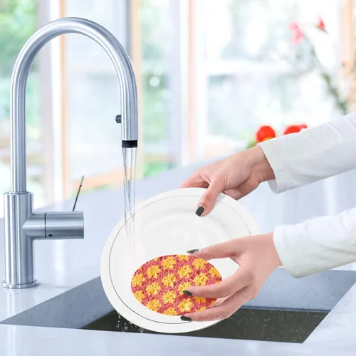 Vista 6 de Esponjas de cocina para lavar platos, esponjas de cocina para el hogar, esponja absorbente reutilizable hojas de arce de otoño