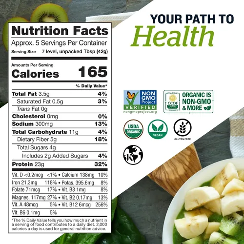 Vista 2 de Sunfood Superfoods Organic Supergreens & Protein Powder – Superfood Greens Blend Powder, Super Greens con clorella y espirulina, 0.81 oz de proteína