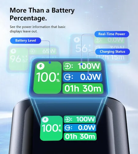 Vista 7 de Mukiya Laptop Power Bank, 20,000mAh 130W Built-in Retractable USB C Cable