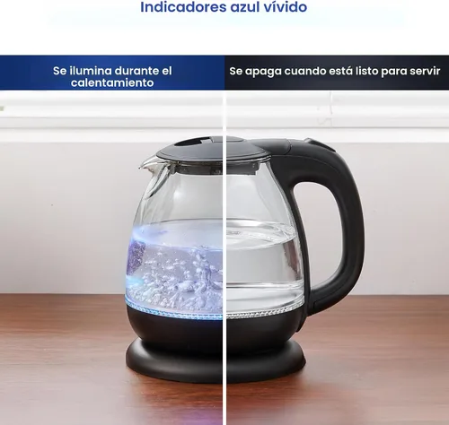 Vista 5 de Elite Gourmet EKT1001 - Tetera de vidrio de 1.0 L, 1100 W, base inalámbrica Negro