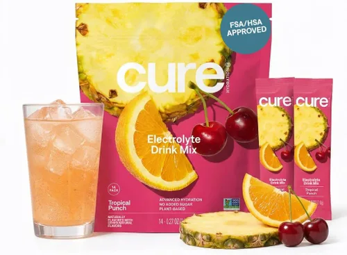 Vista 12 de Cure Hydration Mezcla de bebida con electrolitos a base de plantas Sin azúcar añadida Polvo de alivio de la deshidratación fabricado con agua