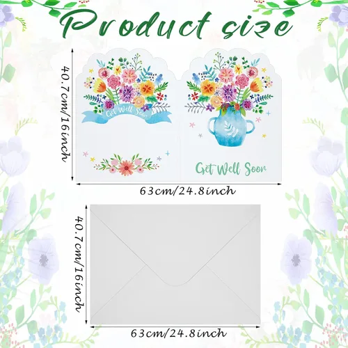 Vista 2 de Fulmoon Tarjetas de plástico con sobres, tarjetas de condolencias de temática floral jumbo con sobre blanco en blanco, extra grandes, 24.8 x 16