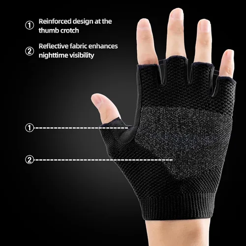 Vista 3 de Guantes de ciclismo para hombres y mujeres, guantes de bicicleta de medio dedo, para ciclismo, gimnasio, levantamiento de pesas, remo, motocicleta