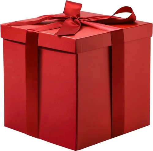 Vista 11 de RUSPEPA Caja de regalo mediana negra con tapas, cinta y papel de seda, caja de regalo plegable perfecta para cumpleaños, graduación, día del padre