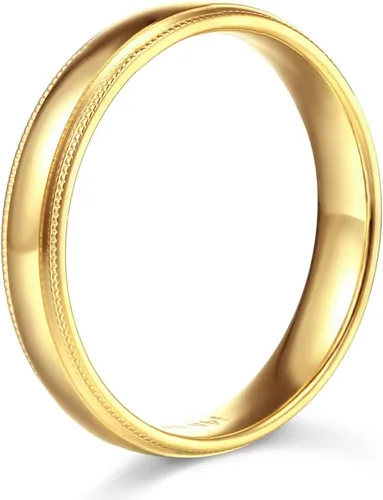 Vista 2 de Alianza de boda de oro amarillo o blanco de 14 quilates de 0.197in de ajuste cómodo.