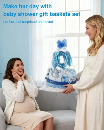 Vista 8 de Juego de 22 cestas de regalo para bebé, regalos de baby shower de 0 a 12 meses Premium Baby Shower Gifts for Boys: Newborn Essentials Set in Woven