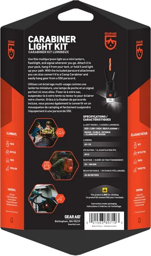 Vista 3 de GEAR AID Kit de luz de mosquetón, portátil 4 en 1, LED recargable para ciclismo, camping y al aire libre, 1/4-20 se fija a 550 paracord, gira 360°