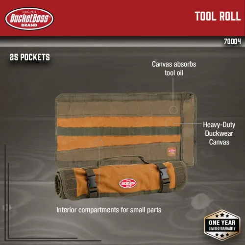 Vista 13 de Bucket Boss - Rollo de herramientas, bolsas de herramientas - Serie original (70004), marrón