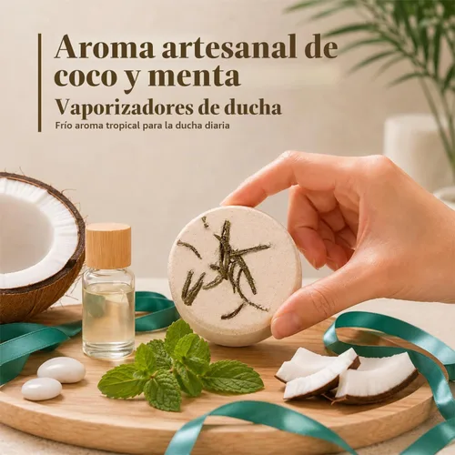 Vista 2 de SWCANDY Vaporizadores de ducha de coco y menta, paquete de 8, cuidado Blanco Coconut