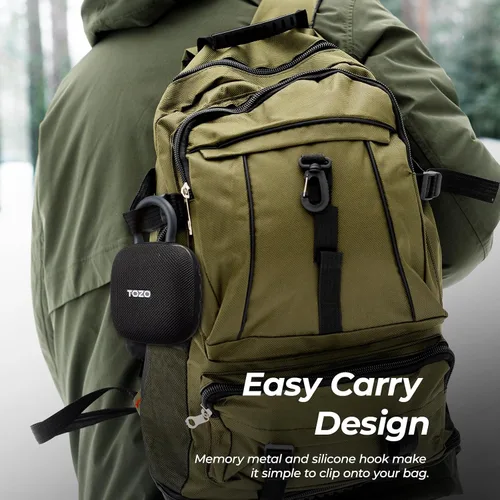Vista 5 de TOZO PE1 - Altavoces Bluetooth portátiles con mosquetón ajustable, mini altavoz de ducha inalámbrico Bluetooth con IPX8 impermeable, 32 horas
