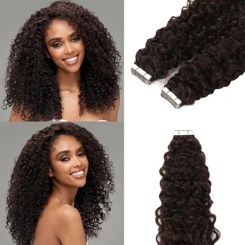 Vista 29 de Extensiones de cabello humano con micro anillo, lacio, rizado, color negro natural, largo microenlaces, extensiones de cabello humano para personas