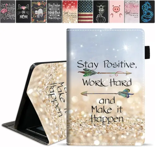 Vista 8 de Funda para tableta Amazon Fire HD 10/Fire HD 10 Plus (11ª generación, versión 2021), con cita inspiradora de «Be a Flamingo in a Flock», funda