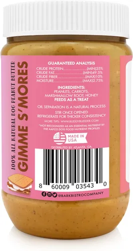 Vista 3 de BUDDY BUDDER Gimme S'Mores, mantequilla de maní 100% natural para perros, golosinas saludables para perros de mantequilla de maní, cosas en juguete