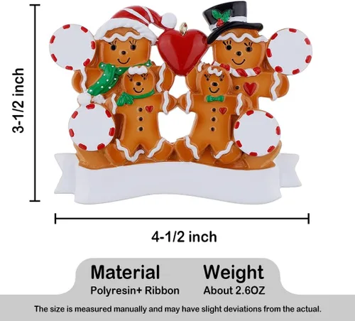 Vista 6 de 2025 Adorno de Navidad Familiar - Adorno Personalizado de Familia de 3 de Jengibre - Adornos de Navidad de Pareja Horneando Galletas - Adornos 2025