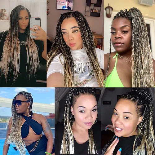 Vista 5 de Extensiones de pelo para trenzar, para fácil trenzado profesional, no causa comezón , fibra sintética tejida, trenzas de textura Yaki, extensiones