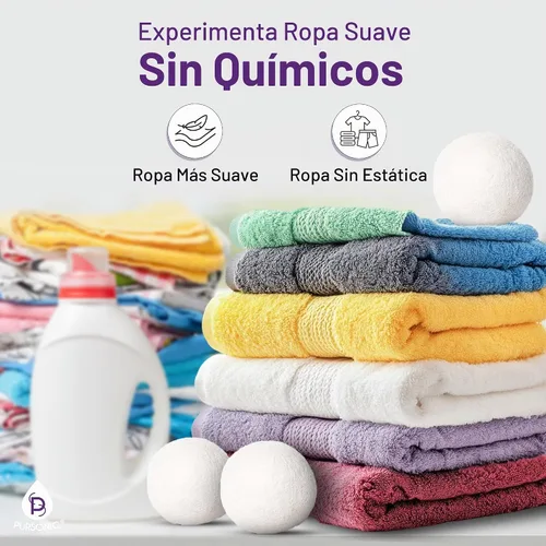 Vista 4 de Pursonic Paquete de 4 bolas de secado de lana para lavandería con aroma a aceite esencial de lavanda y menta, bolas reutilizables para suavizantes