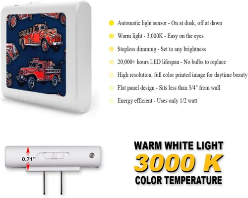 Vista 2 de Luz nocturna LED regulable con sensor automático del atardecer al amanecer, brillo ajustable, luz cálida, luz nocturna de encendido y apagado