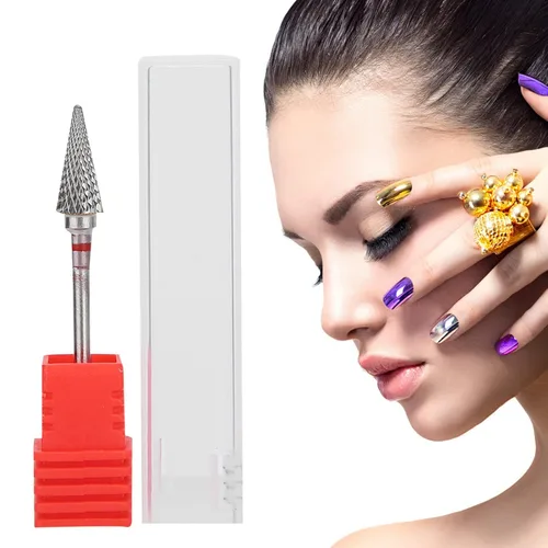Vista 9 de Brocas para uñas, brocas de acero de tungsteno para manicura de manicura, cabezal de pulido de manicura de pedicura eléctrica, brocas de cono Azul